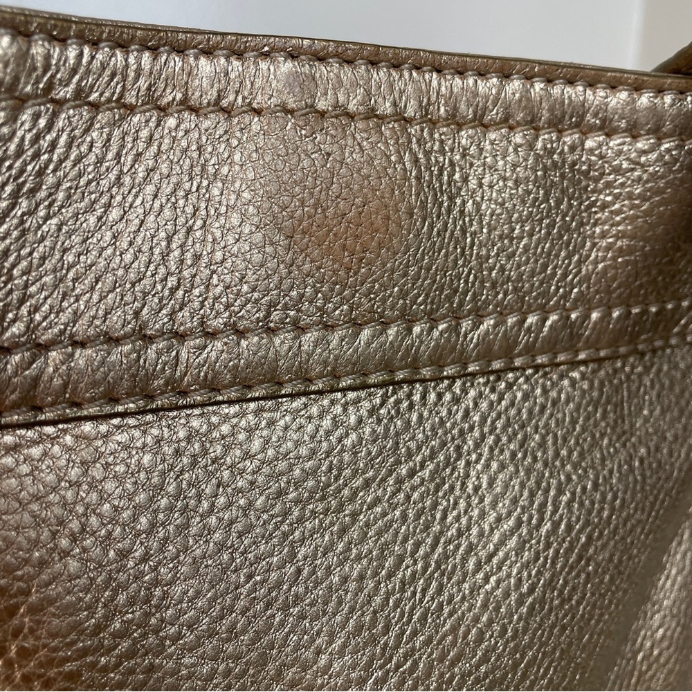 Michael Kors Moxley Small Leather Metallic Gold Crossbody - Picture 7 of 11